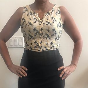 White House Black Market Print Blouse